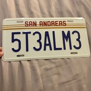 Grand Theft Auto GTA San Andres License Plate 5T3ALM3 - Video Game Collectable